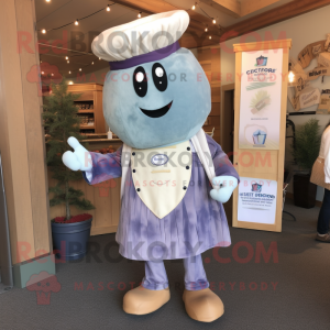 Lavender Clam Chowder mascot costume character dressed with a Chambray Shirt and Mittens