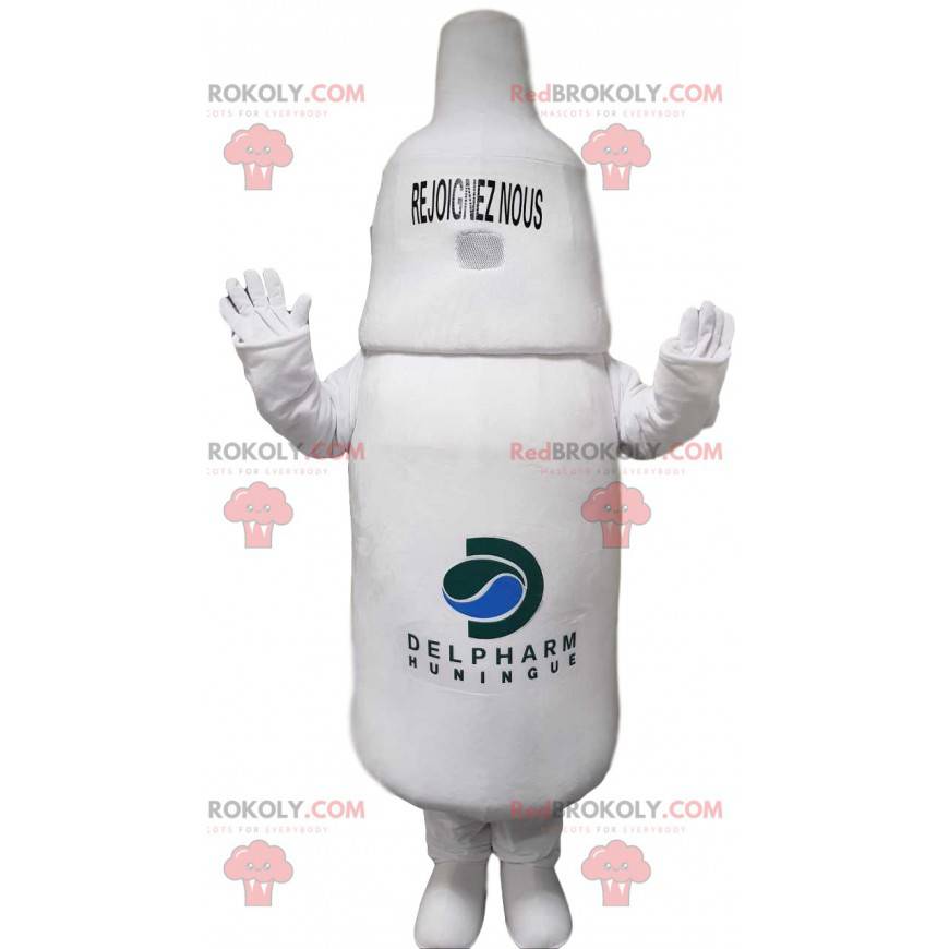 Mascote de garrafa branca. Fantasia de garrafa - Redbrokoly.com