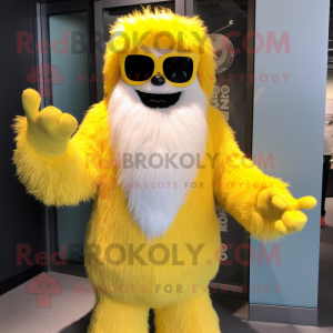 Geel Yeti mascotte kostuum...