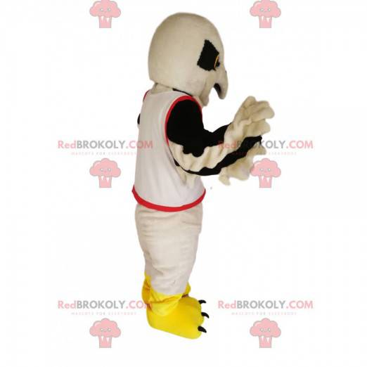 Mascote da águia dourada branca com uma camisa de torcedor -