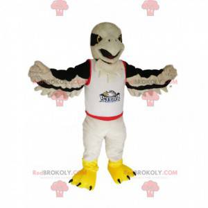 Mascote da águia dourada branca com uma camisa de torcedor -