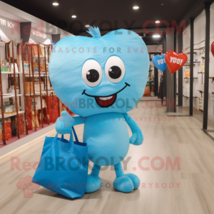 Sky Blue Heart maskot drakt...