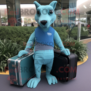 Cyan Dingo mascotte kostuum...