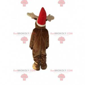 Rendier mascotte met een kerstmuts. Rendier kostuum -