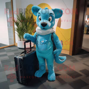 Cyan Dingo mascotte kostuum...