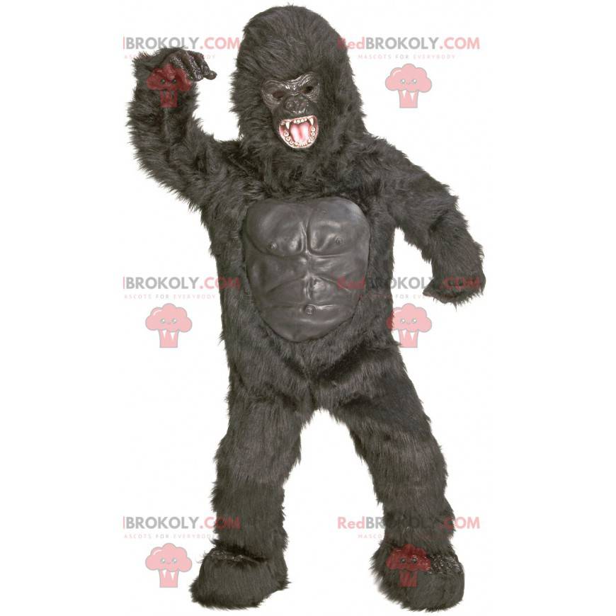 Riesiges schwarzes Gorilla-Maskottchen, das heftig aussieht -