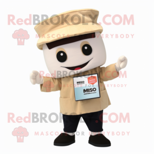 Cream Miso Soup mascot costume character dressed with a Chinos and Digital watches