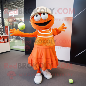 Orange Golf Ball mascot costume character dressed with a Mini Dress and Gloves