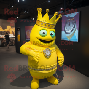 Yellow King mascot costume character dressed with a Turtleneck and Bracelet watches