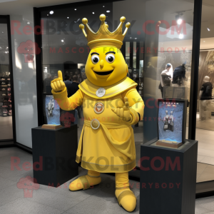 Yellow King mascot costume character dressed with a Turtleneck and Bracelet watches