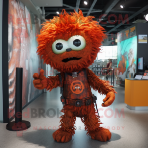 Rust Pendant mascot costume character dressed with a Graphic Tee and Hair clips
