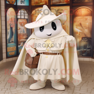 Cream Stingray mascot costume character dressed with a Culottes and Belts