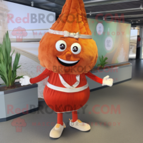 Rust Onion mascot costume character dressed with a Dress Pants and Bracelets