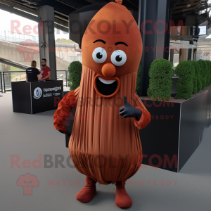 Rust Onion mascot costume character dressed with a Dress Pants and Bracelets