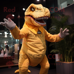 Guld T Rex maskot kostym...