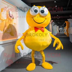 Yellow Crab mascot costume character dressed with a Culottes and Cufflinks