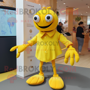 Yellow Crab mascot costume character dressed with a Culottes and Cufflinks