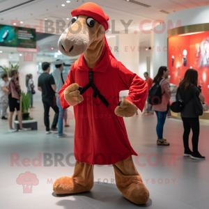 Röd kamel maskot kostym...