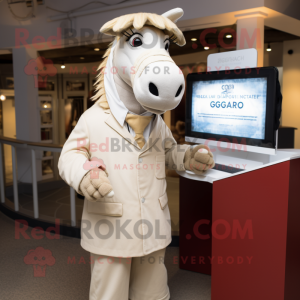 Cream Quagga mascot costume character dressed with a Coat and Tie pins