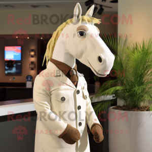 Cream Quagga mascot costume character dressed with a Coat and Tie pins