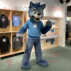 Blauwe weerwolf mascotte...