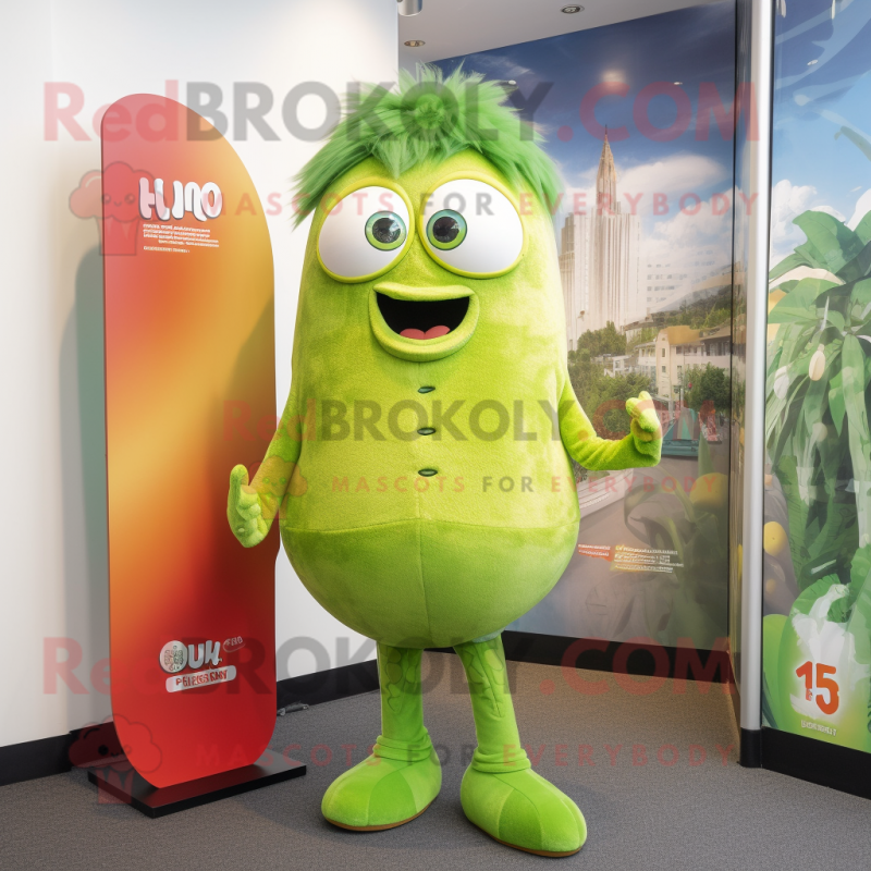 Lime Green Kiwi mascot costume character dressed with a Flare Jeans and Ties Lime Green Kiwi mascot costume character dressed with a Flare Jeans and Ties