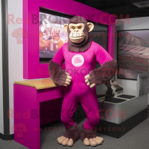 Magenta chimpanse maskot...