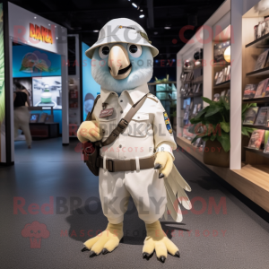 White Parrot mascot costume character dressed with a Cargo Shorts and Caps