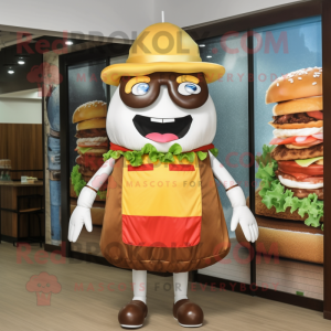 nan Hamburger mascot costume character dressed with a Sheath Dress and Suspenders