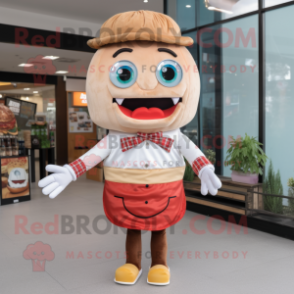 nan Hamburger mascot costume character dressed with a Sheath Dress and Suspenders