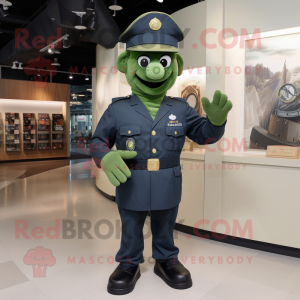 Forest Green Navy Soldier mascot costume character dressed with a Graphic Tee and Coin purses