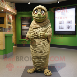 Oliven Mummy maskot kostume...