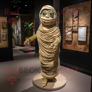 Olive Mummy mascot costume character dressed with a Wrap Dress and Anklets