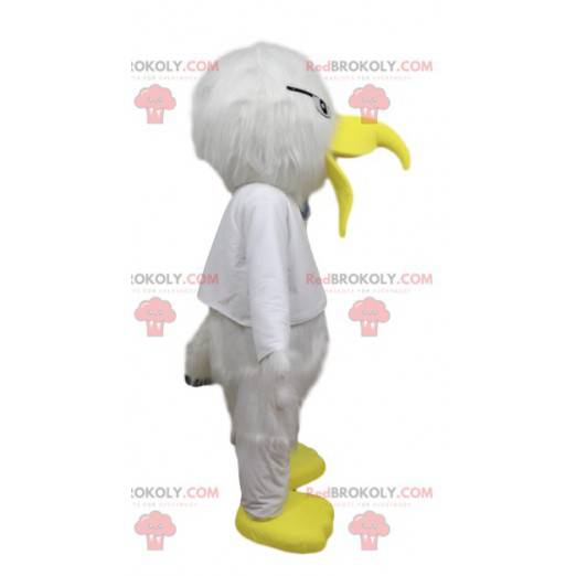 Mascota pájaro blanco con un divertido pico amarillo -