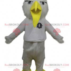 Hvid fuglemaskot med en sjov gul næb - Redbrokoly.com
