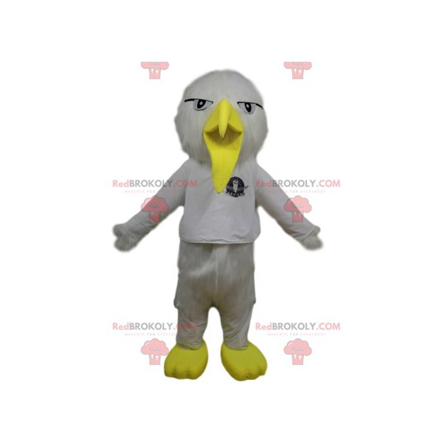 Mascote pássaro branco com um bico amarelo engraçado - Mascote pássaro branco com um bico amarelo engraçado -