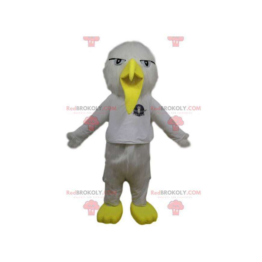 White bird mascot with a funny yellow beak - Redbrokoly.com