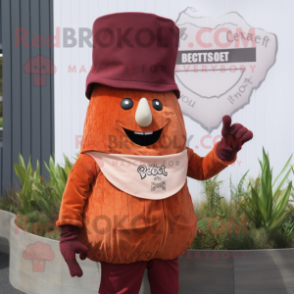 Rust Beet mascot costume character dressed with a Waistcoat and Hats