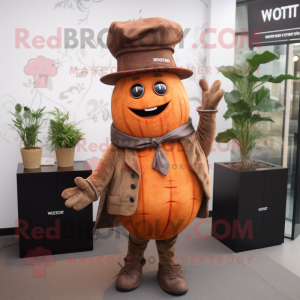 Rust Beet mascot costume character dressed with a Waistcoat and Hats