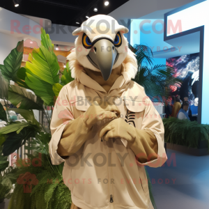 Beige Macaw maskot kostume...