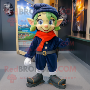 Navy Elf mascot costume character dressed with a Shorts and Scarf clips