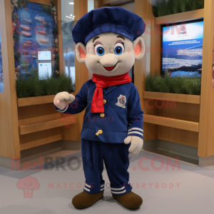 Navy Elf mascot costume character dressed with a Shorts and Scarf clips