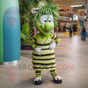 Olive Zebra maskot kostym...