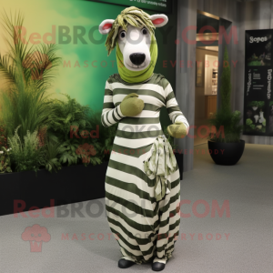 Oliven Zebra maskot kostume...