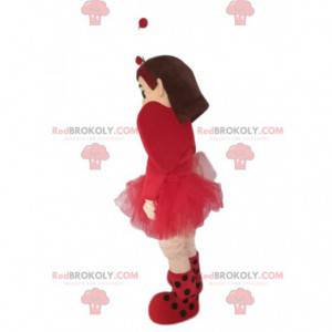 Kleine meisjesmascotte met een mooie rok van fuchsia tule -