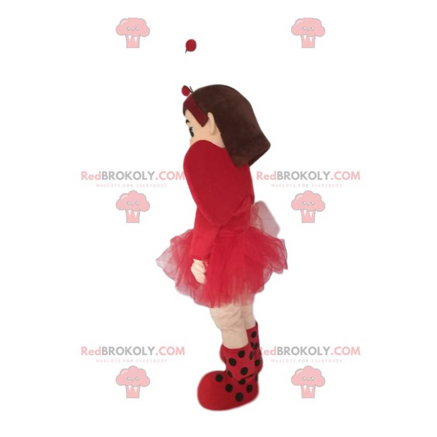 Kleine meisjesmascotte met een mooie rok van fuchsia tule -