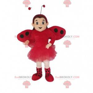 Little girl mascot with a pretty fuchsia tulle skirt -