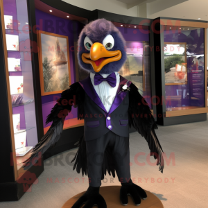 Purple Eagle mascot costume character dressed with a Tuxedo and Bow ties