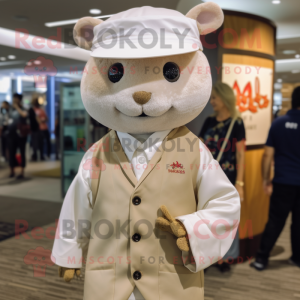 Tan Dim Sum mascot costume character dressed with a Button-Up Shirt and Pocket squares