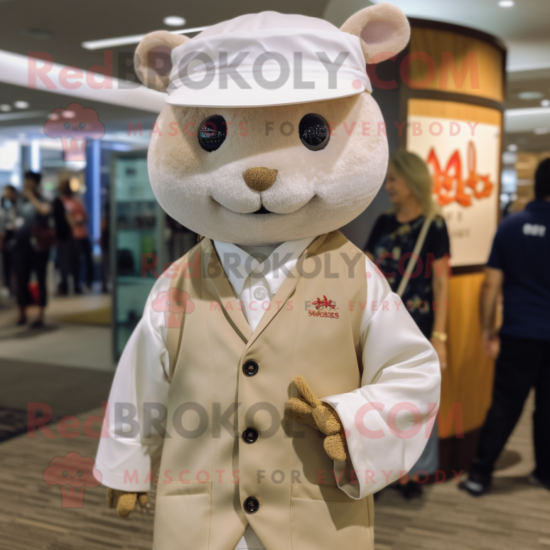 Tan Dim Sum mascot costume character dressed with a Button-Up Shirt and Pocket squares Tan Dim Sum mascot costume character dressed with a Button-Up Shirt and Pocket squares